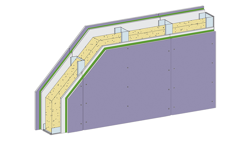 CAD-Zeichnung eines Duo'Tech Wandaufbaus